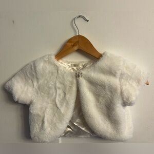 Faux Fur Shawl Coat Bolero White size 6X